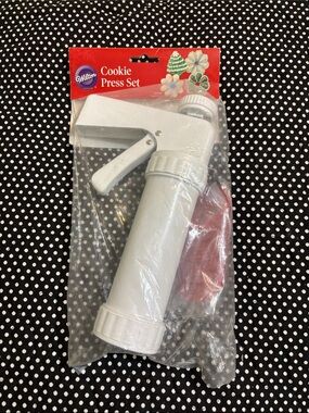 Wilton White Cookie Press Set with Red Accent